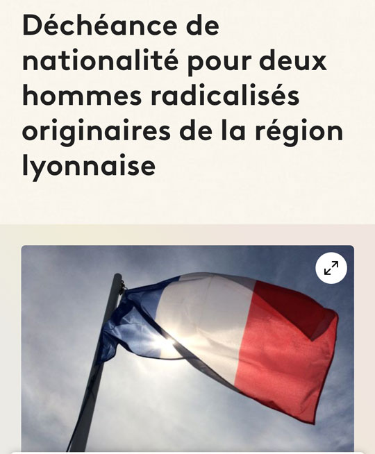 Déchéance de nationalité pour deux hommes radicalisés