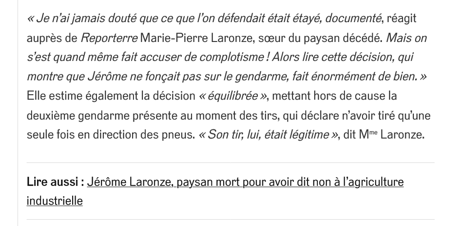 Avocat Gabriel Versini - Affaire Laronze : dossier écrit par Marie Astier pour le journal Reporterre, le 31 janvier 2025 par Marie Astier