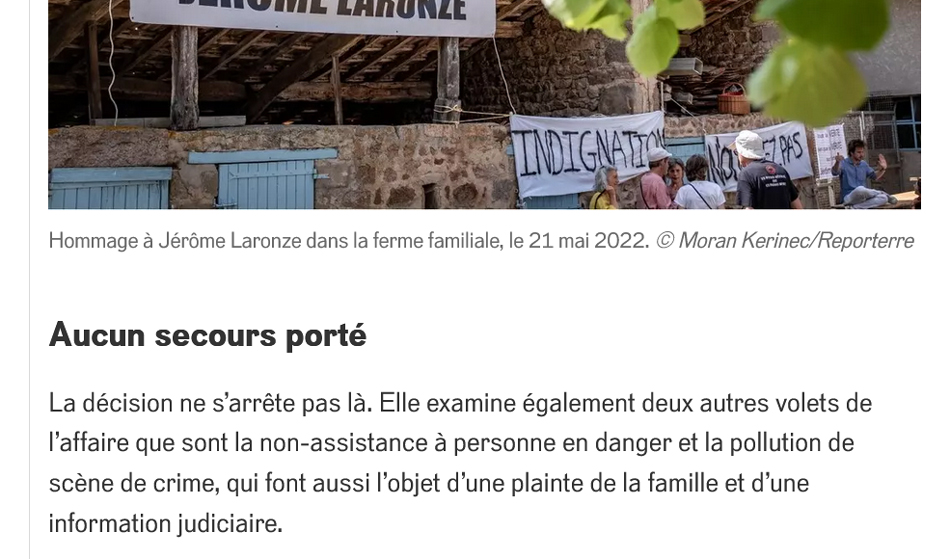 Avocat Gabriel Versini - Affaire Laronze : dossier écrit par Marie Astier pour le journal Reporterre, le 31 janvier 2025 par Marie Astier